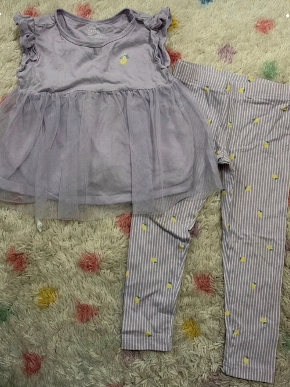 Carter's Lavender Tulle Pineapple Outfit with Striped Leggings